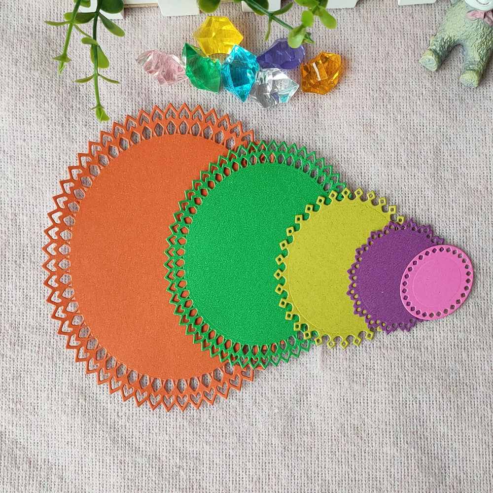 

New 5-piece set with lace edge on an oval background metal cutting die for scrapbook, decorative carving, die cutting, paper
