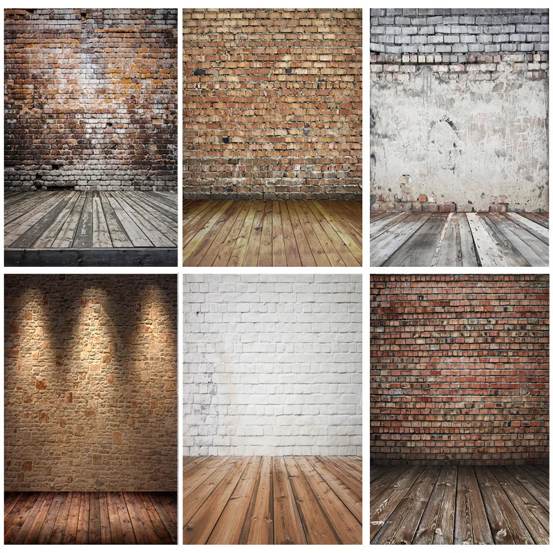 

Vintage Brick Wall Wooden floor Theme Photography Backdrops portrait Photo Background Studio Prop 21817 TEX-06