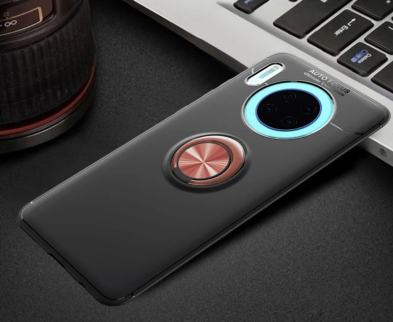 Чехол для huawei mate 30 20 Pro Lite X P30 Магнитный Кронштейн кольцо для пальца мягкий чехол для huawei mate 30pro 20X Nova 4e чехол - Цвет: Black Rosegold