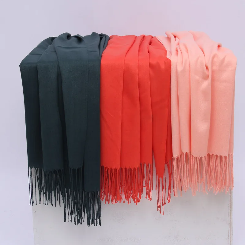 Женские однотонные хлопковые шарфы с кисточками женский зимний тонкий весенний