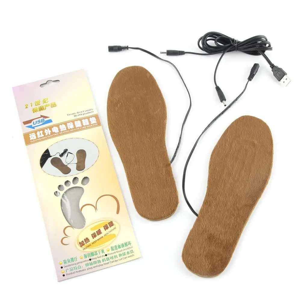 USB Electric Powered Plush Fur Heating Insoles Winter Keep Warm Foot Shoes Insole Boots Pad | Дом и сад