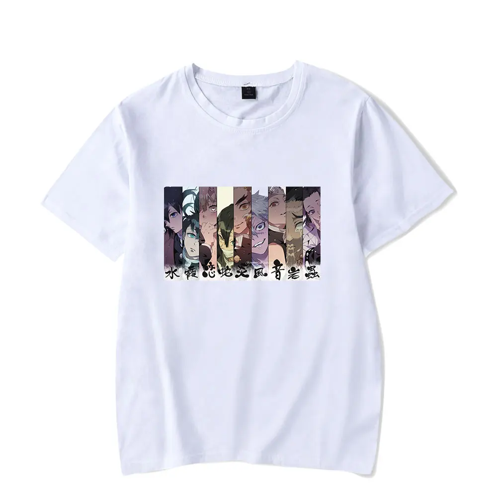 

New Arrival Demon Slayer T-shirt Men Women Tops Summer Kimetsu no Yaiba Harajuku Short Sleeve Casual Boys Girls White Tees