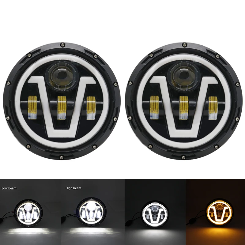 black 40W Для Jeep Wrangler светодиодные фары 7 дюймов Круглый Высокий Низкий Луч DC 12 В 24 в фары для Lada 4x4 urban Niva suzuki samurai - Цвет: black 40W