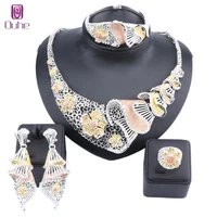 nigeria retro flower crystal necklace bracelet memorial day party elegant women earrings ring classic jewelry sets