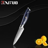 xituo 3 5 inch paring knife japanese damascus steel fruit knives outdoor bbq knife kitchen peeling knife fish knife g10 handle