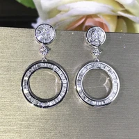 huami round earrings white fashion jewelry for women silver color needle inlay zircon ins hot sale high end eardrop charm
