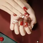 Многоразовые Акриловые накладные ногти, 24 шт., полное покрытие, искусственные рождественские накладные ногти с квадратной головкой, накладные ногти, инструменты для дизайна ногтей