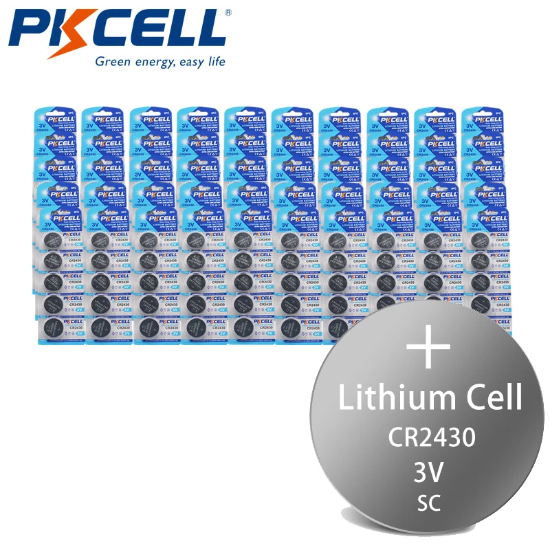 

300Pcs/60Card CR2430 3V Lithium Battery BR2430 ECR2430 DL2430 Button Coin Batteries 270mah for watches toys Car Remote Key