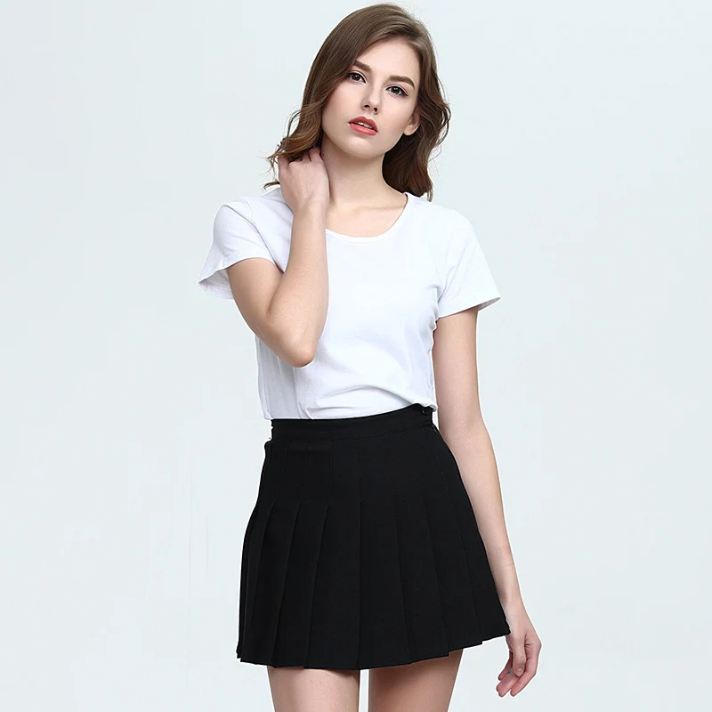 

Summer Ladies 2021 New High Waist Mini Monochrome Pleated Skirt