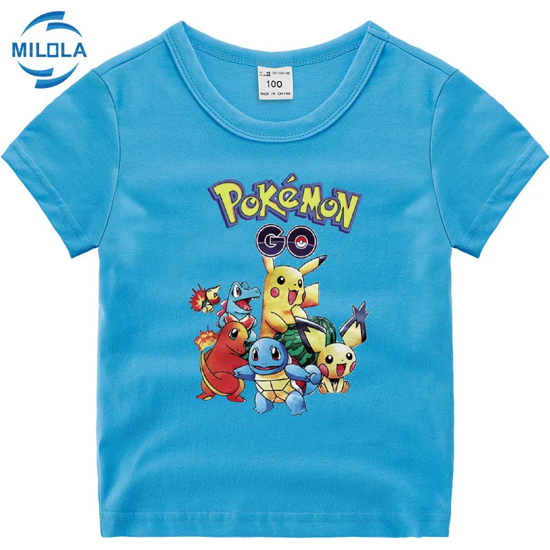 Футболки Takara Tomy с принтом покемон Пикачу хлопковые детские рубашки Мультяшные