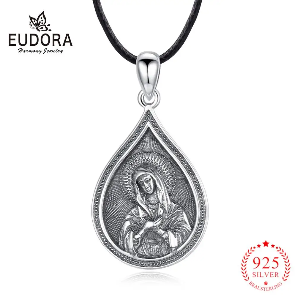 

Ожерелье с подвеской EUDORA из серебра 925 пробы с вощеной кожаной веревкой/цепочкой из звеньев F4
