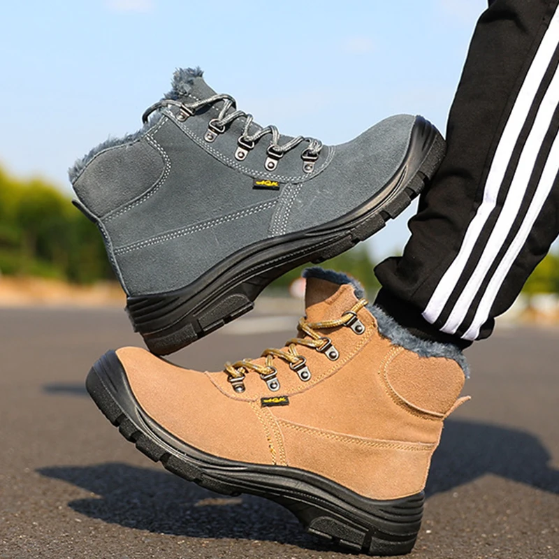 

Work Safety Boots Men Winter Boots Shoes Steel Toe Cap Safety Shoes Work Boots Men's Boots Anti-Smashing Working Shoes Security