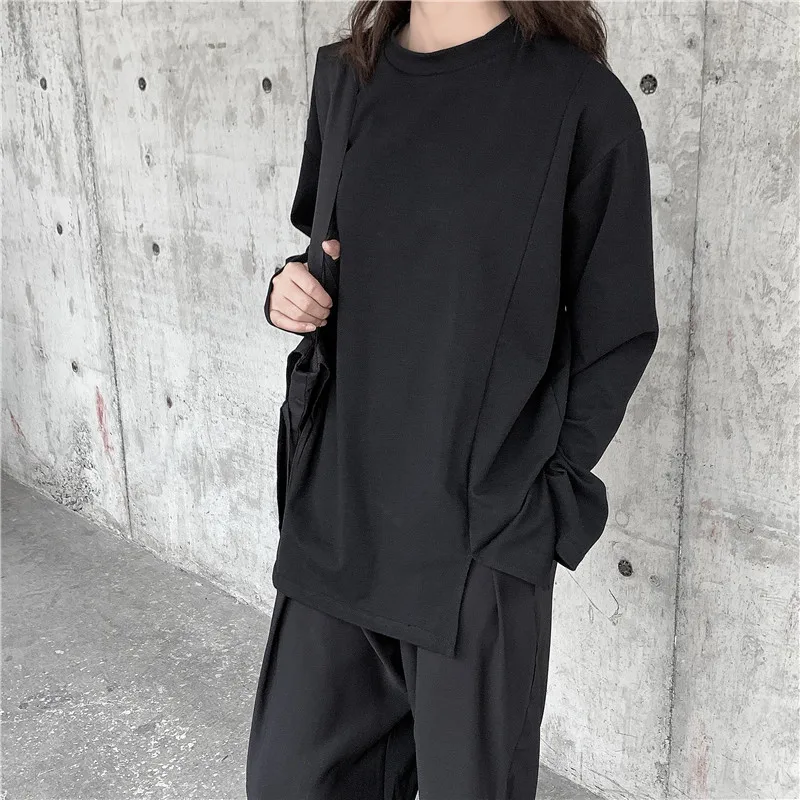 

SuperAen Solid O Neck Full Cotton Knitted Loose Bottoming Woman Tshirts