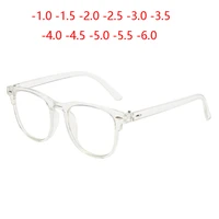0 1 0 1 5 2 0 to 6 0 transparent frame square finished myopic glasses women men clear lens shortsighted eyeglasses diopter