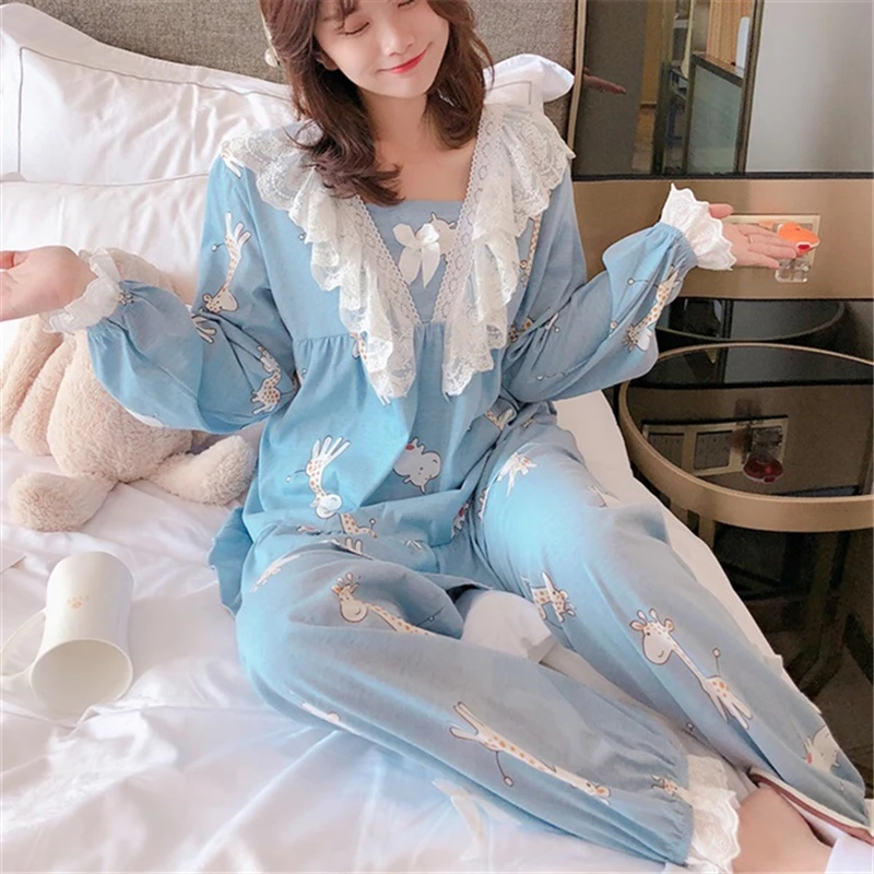 Пижама женская осенняя Милая принцесса стиль свободный домашний костюм японское