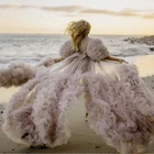 Великолепное сиреневое Пышное с оборками Тюлевое платье для беременных платье для фотосъемки с полурукавами женское платье длинное формальное платье