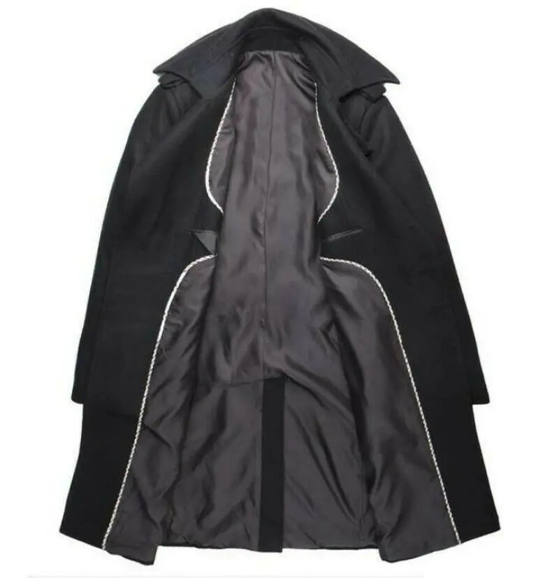 Мужская Военная шерстяная куртка двубортный Тренч длинное пальто Толстая теплая