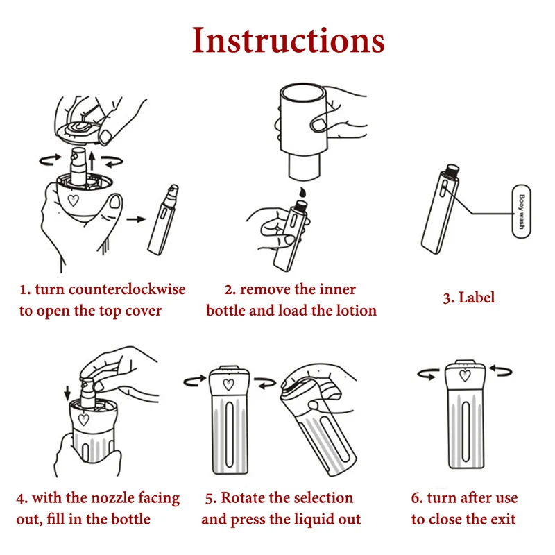 

Travel Dispenser 4-In-1 Travel Bottles Leak Proof Toiletries Sub-bottle Refillable Shower Gel Soap Empty Container Kit