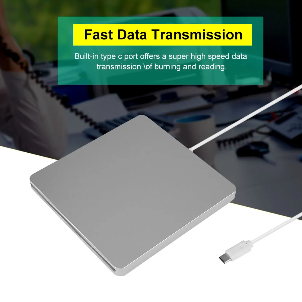 Type C внешняя DVD горелка Тихая с одной кнопкой слот для сжигания в нагрузке Mac OSX Win98