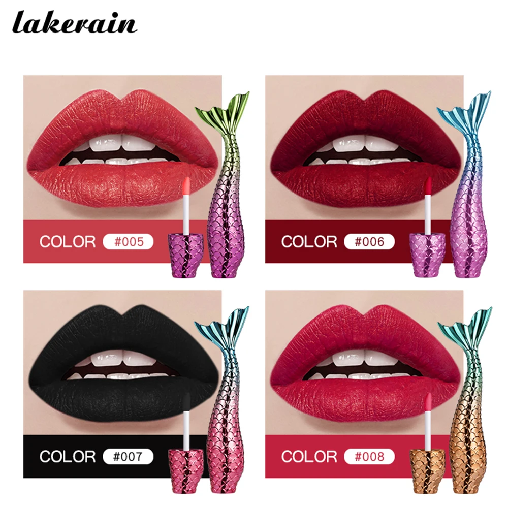 

Matte Lip Gloss Sexy Black Lip Makeup Waterproof Long Lasting Velvet Nude Lipgloss Lipstick Mermaid Lip Glaze Liquid Cosmetic
