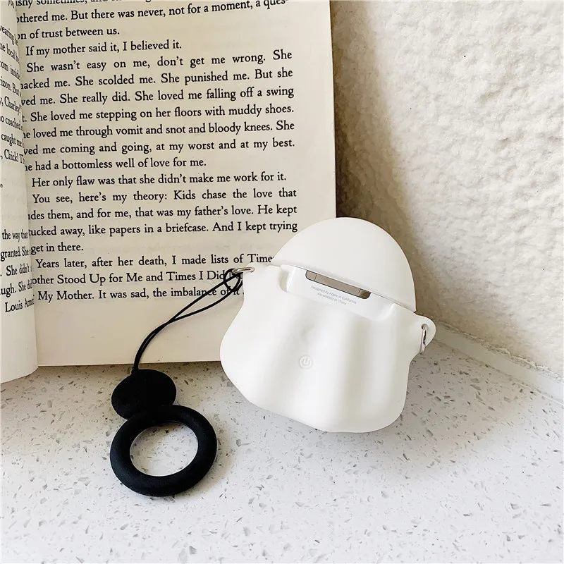 Силиконовый чехол для наушников Airpods 1 2 с милым 3D мультяшным призрачным черепом
