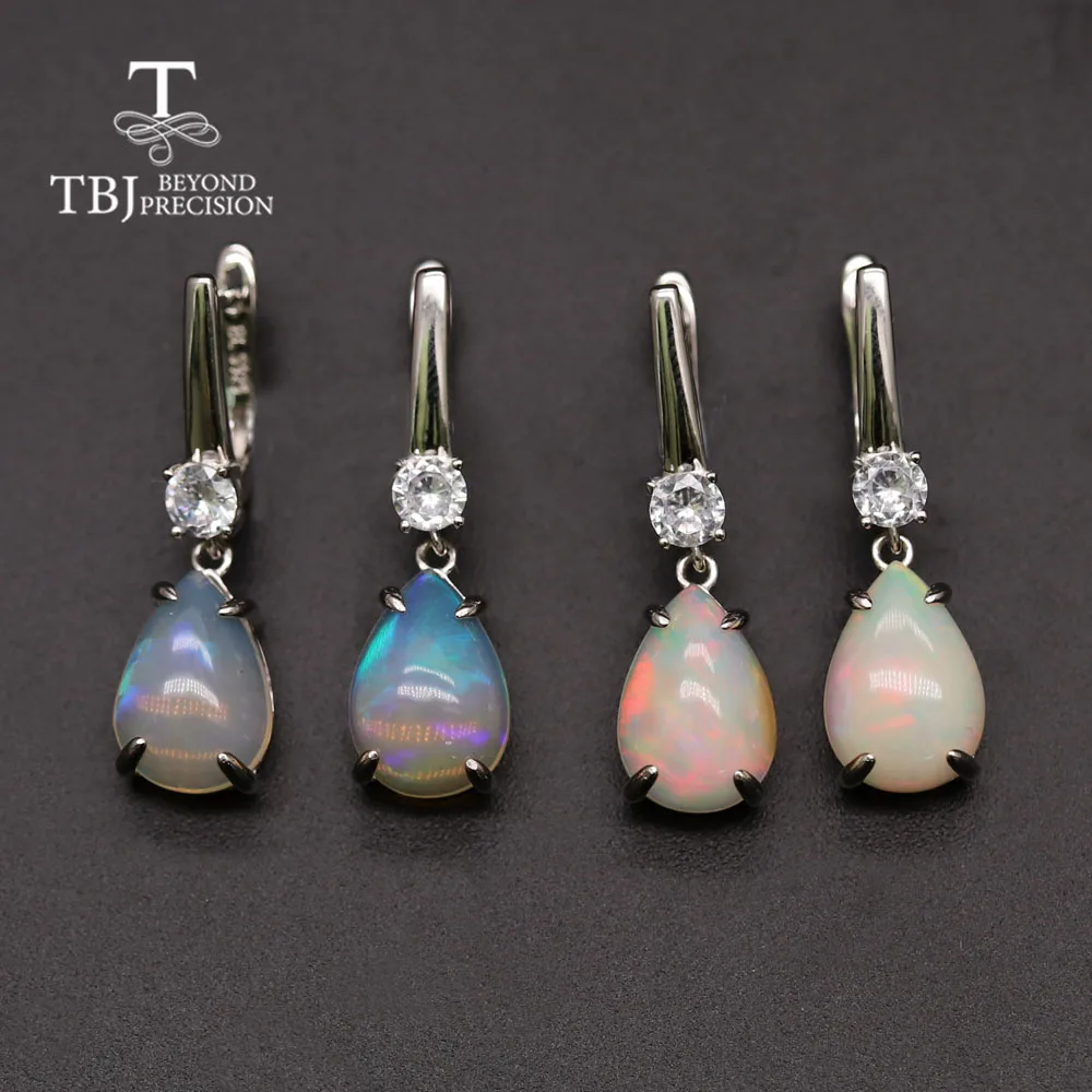 

100% Natural Ethiopia Opal gemstone earring pear 9*13mm 925 sterling silver fashion jewelry The best gift for mom or loved one