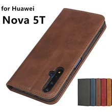Leather case for Huawei Nova 5T Flip case card holder Holster Magnetic attraction Cover Case Wallet Case
