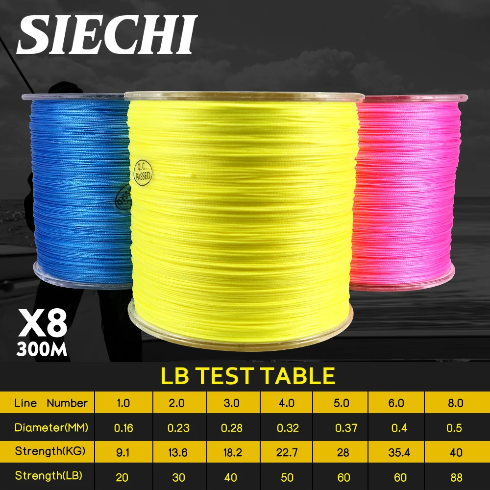 SIECHI 8 жильная суперпрочная полиэтиленовая многонитевая рыболовная леска 300 м 330