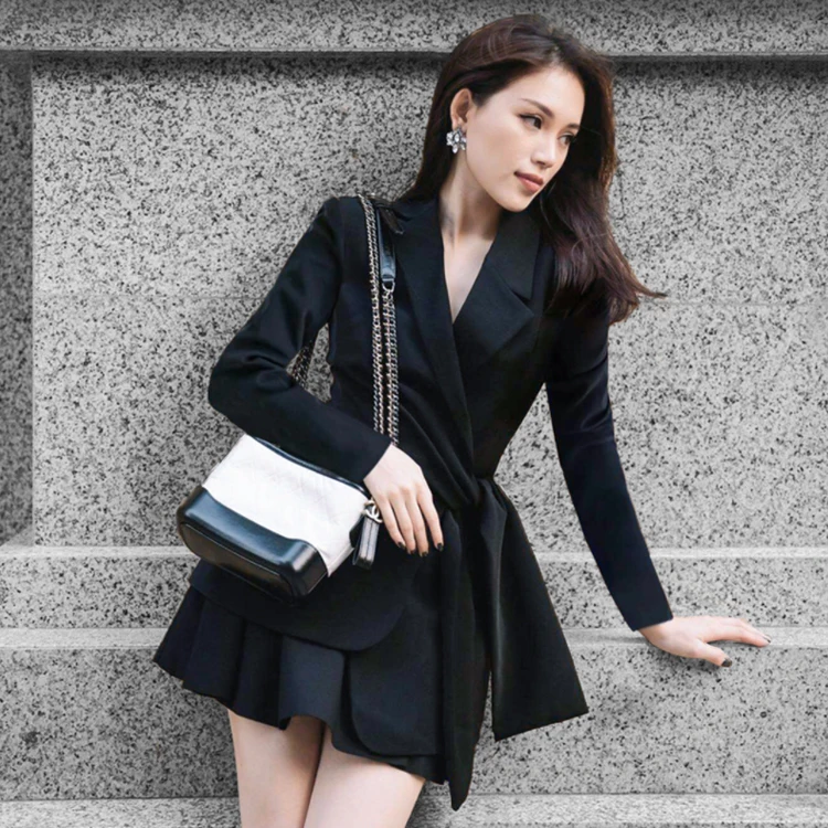 

Office Lady Clothing Set Work Skirt Suits Female Drawstring High Waist Blazer Jacket + Mini High Waist Skirt 2 Piece Set Women