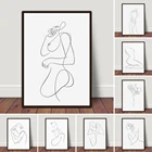 Абстрактная Женская линия искусство голая женщина одна линия рисунок для гостиной домашний декор