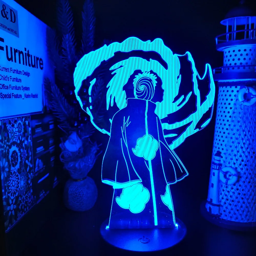 Naruto Obito Uchiha Sharingan Shippuden Anime Night Lights Visual Led Lighting Touch Sensor Lighting Lamp Uzumaki Decoration