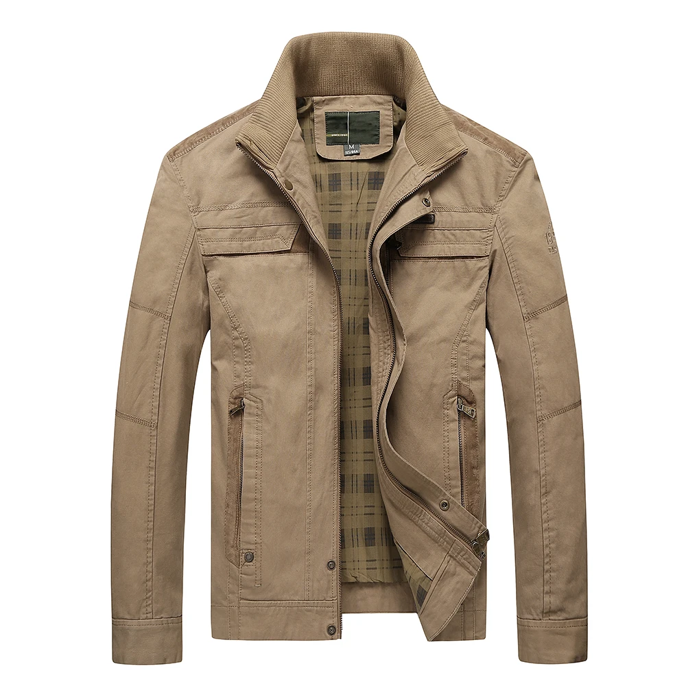 

Spring Jacket Men 100% Pure Cotton Durable Cargo Work Male Denim Jackets Men Military Army Flying Bomber Coats Multi Pockets