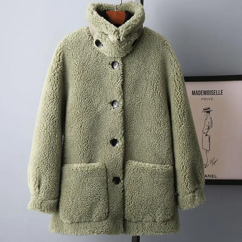 Женское зимнее теплое пальто из натуральной овечьей шерсти однобортные куртки