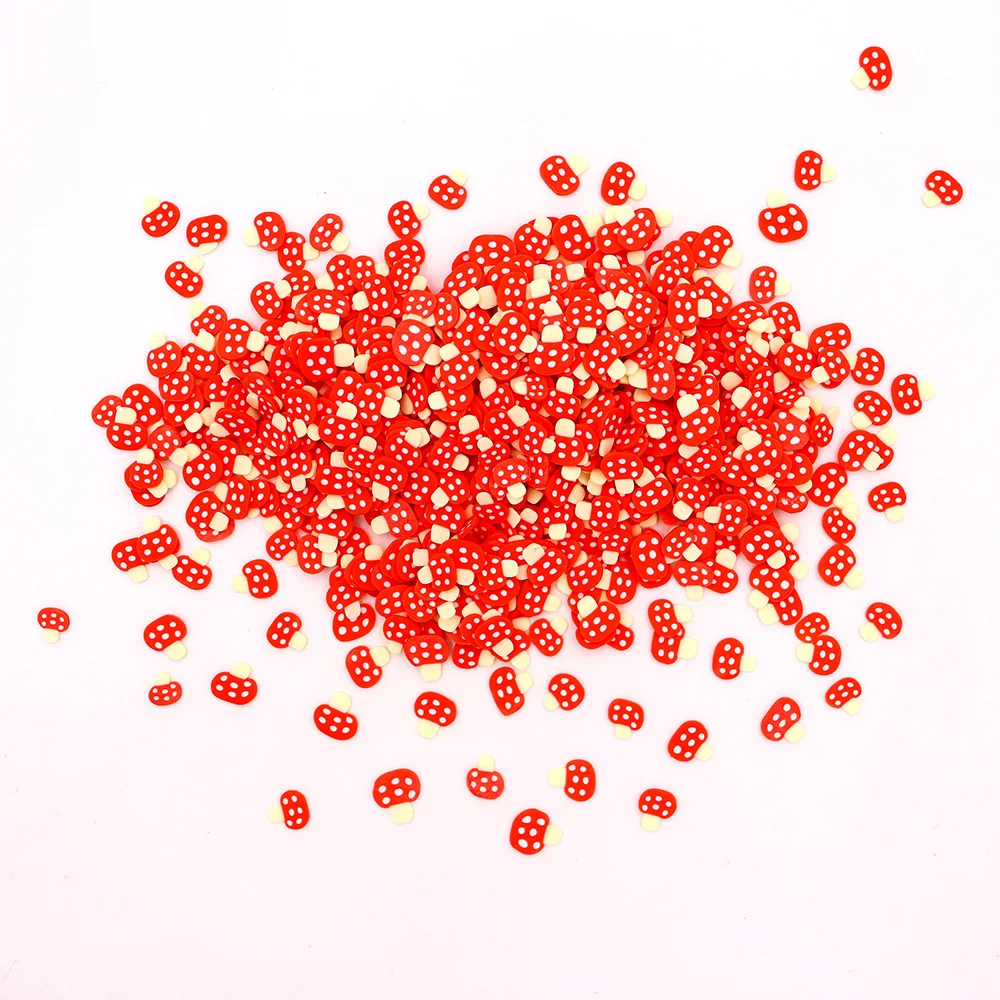 

10g/Lot Red Mushroom Slices Sprinkles For Slime Supplie Toy Polymer Clay Charms Accessories Addition For Fluffy Clear Slime