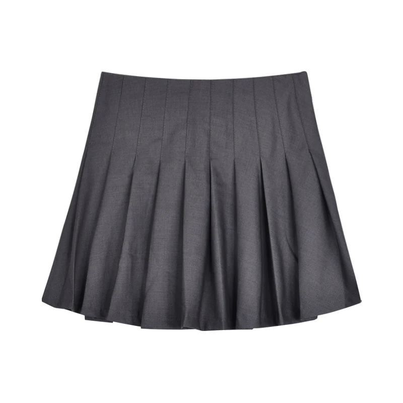 

College Style Jk Pleated Skirt Female Summer High Waist Irregular Anti-light A-line Short Skirt Gray Wild Skirt