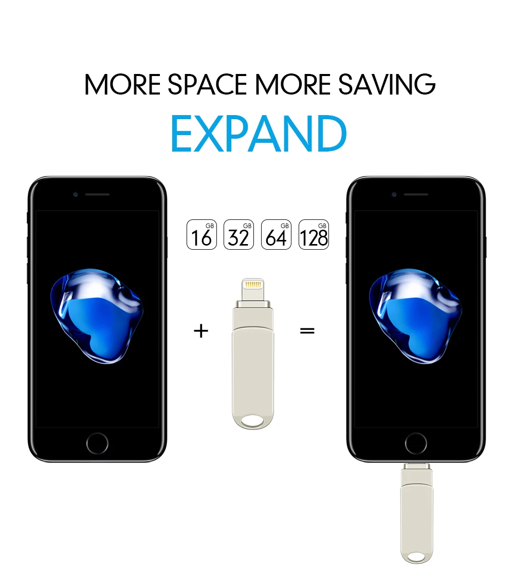 Usb 3.0 Flash Drive For iphone 8/7/7plus/6/6s Plus/5/5S/5C/ipad 8gb 16gb 32gb Pen drive 64gb 128GB OTG usb 2.0 memory stick
