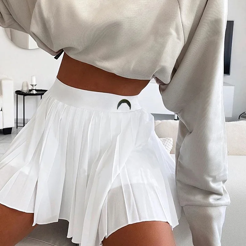 Женская плиссированная юбка с вышивкой Луны повседневная короткая мини для