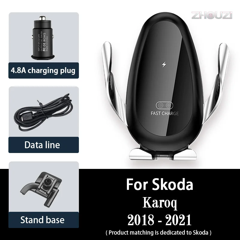 

Car Wireless Charger Car Mobile Phone Holder Air Vent Mounts Gps Stand Bracket For Skoda Karoq 2018 2019 2020 2021 Accessories