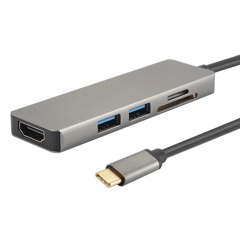 5 в 1 Type-c адаптер USB 3 0 многофункциональный концентратор сплиттер с TF / SD кардридер |