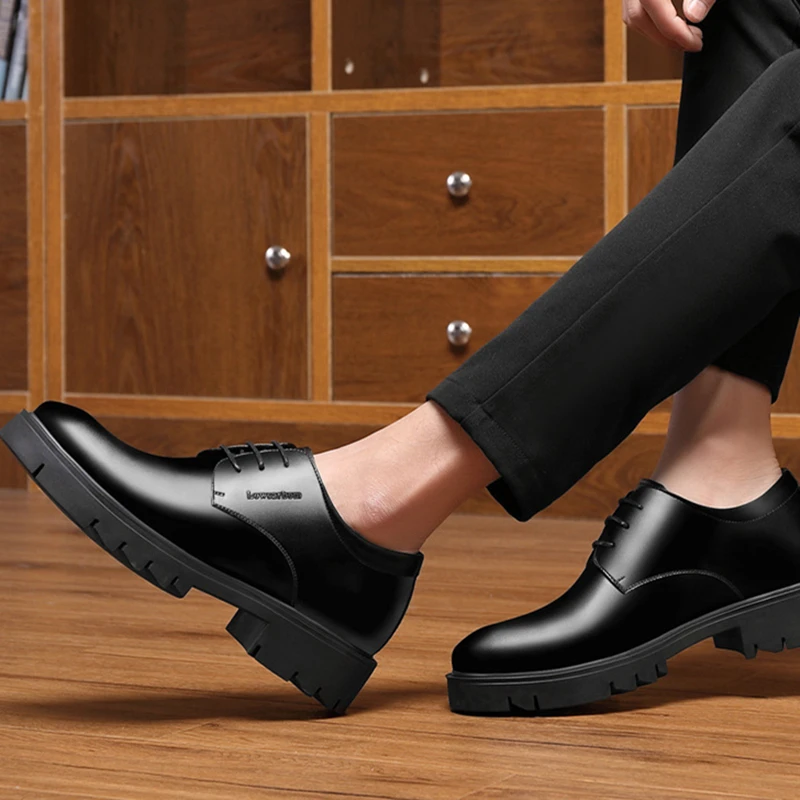 Туфли-оксфорды мужские из натуральной кожи формальная обувь увеличивающая рост