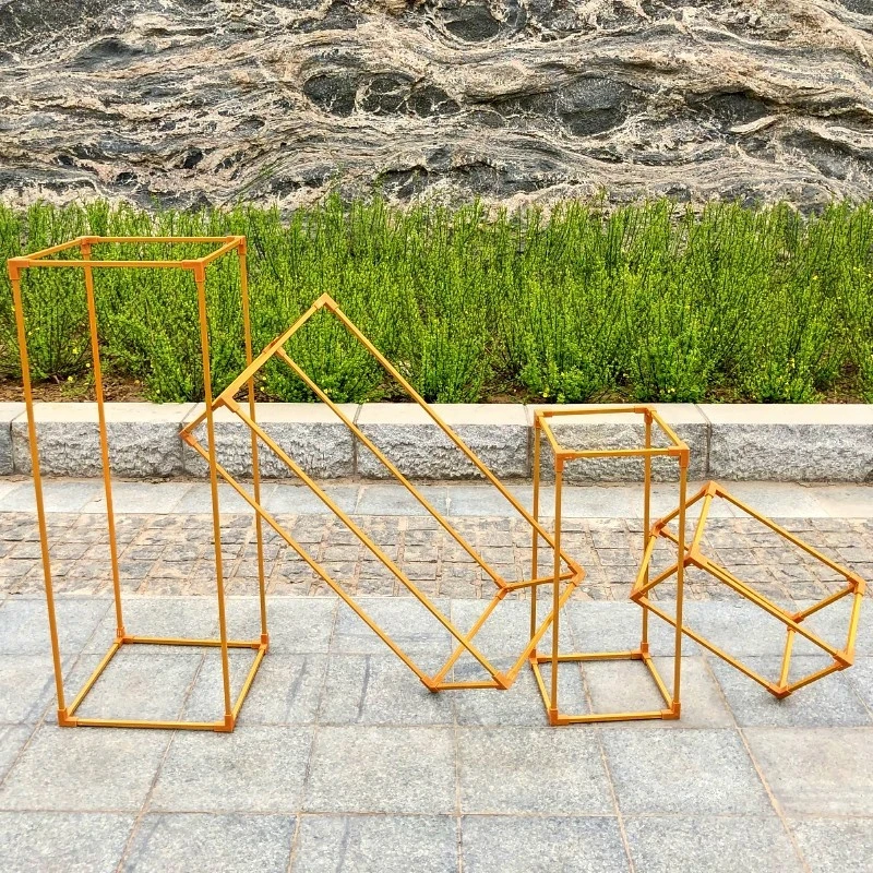 Ironwork-dispositivo floral geom&eacute;trico de carretera, caja de accesorios de boda, adornos, mesa de dise&ntilde;o floral, rectangular, gu&iacute;a de carretera-1