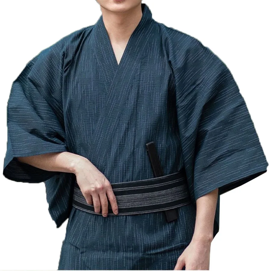 

Традиционное кимоно в японском стиле, мужская одежда с длинным рукавом в стиле ретро для сценических танцев самурая, мужской халат, традици...