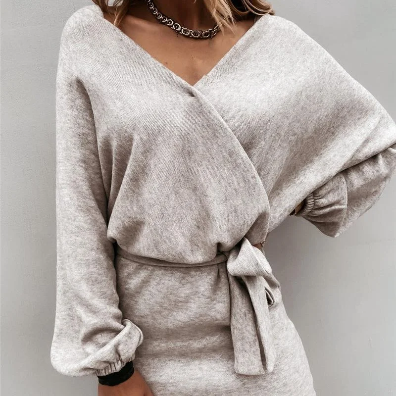 

Соблазнительное женское платье в стиле бохо, Бандажное мини-платье, шикарные повседневные короткие платья с длинным рукавом, женские офисн...