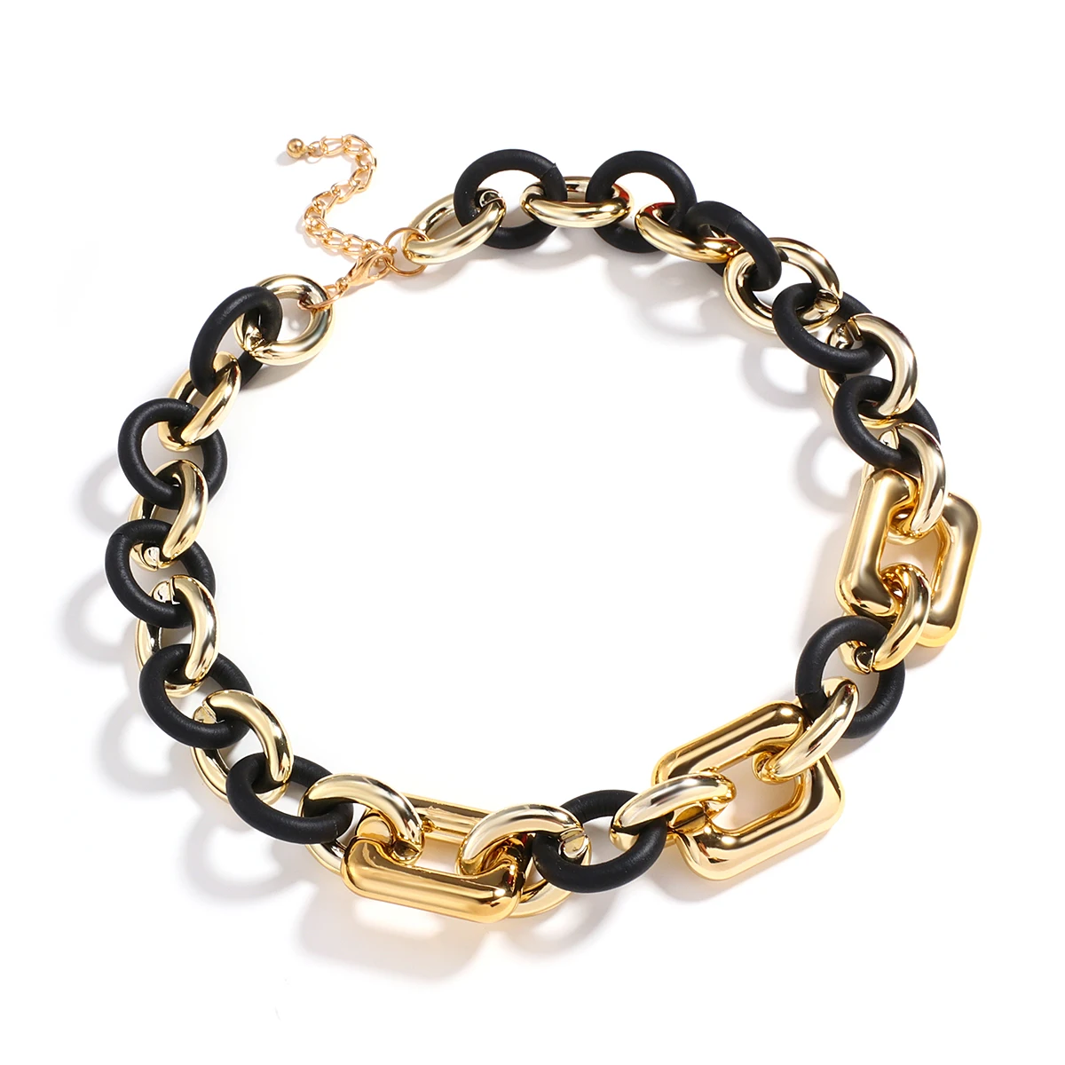 

Amorcome Gothic CCB Acrylic Chain Choker Necklaces Women Handmade Rubber Rope Necklace Ethnic Clothes Sweater Chians Gifts
