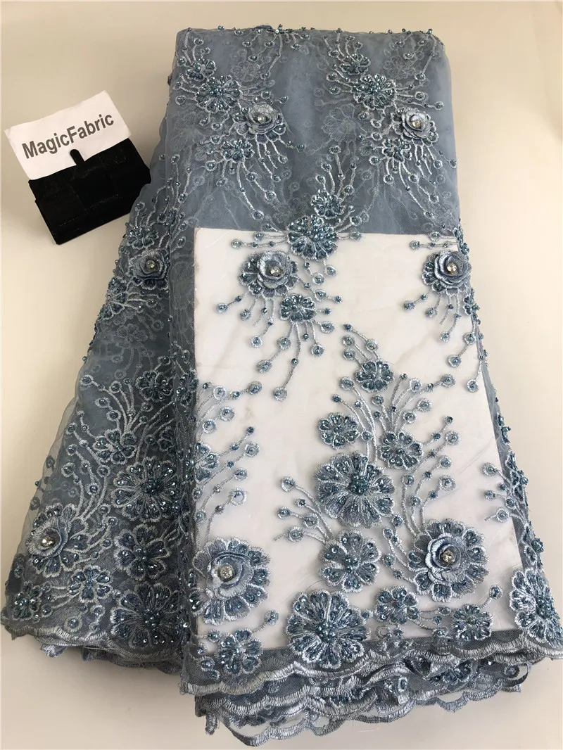 Лучшее качество африканская кисточка бисер французская кружевная ткань с