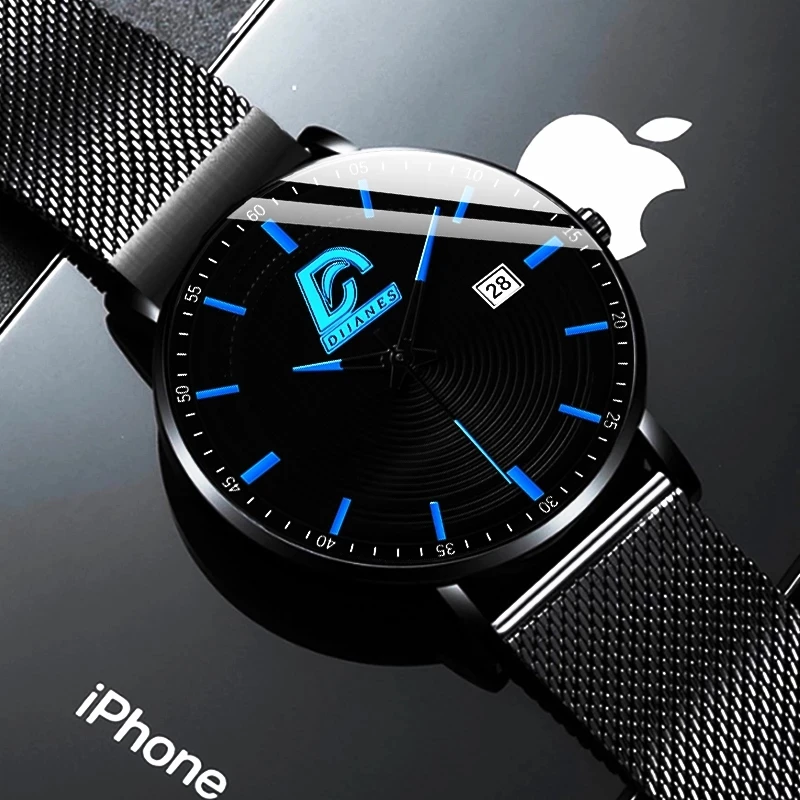 

2021 Fashion Mens Magnet Buckle Watches Luxury Stainless Steel Mesh Belt Quartz Watch Men Business Calendar Watch reloj hombre