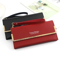 new fashion ladies long wallet pure color simple retro texture wallet coin purse clutch bag women card bag