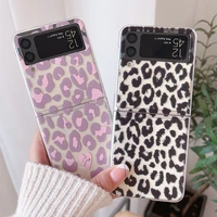 woman phone case for samsung galaxy z flip 3 4 5g fashion sexy leopard pattern cover for ultrathin clear hard pc z flip4 cases