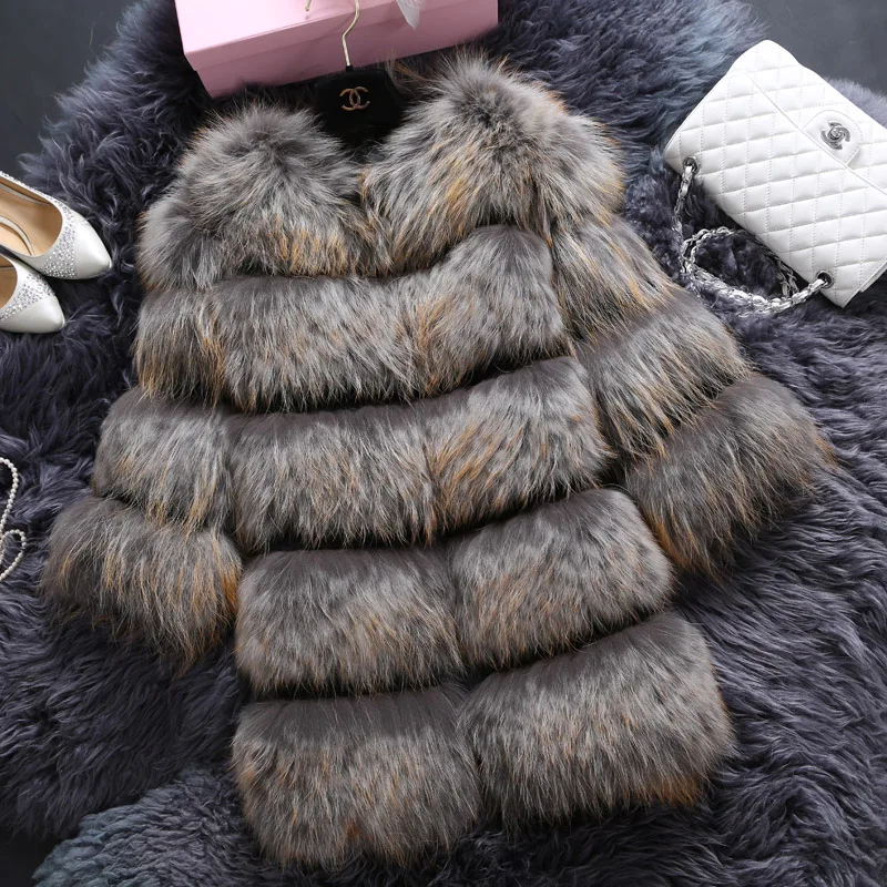 

Nice Limited Fur Zipper Full Regular O-neck Standard Coat Haining Fur Coat Raccoon Jacket In The Section Of Pop Female Fox