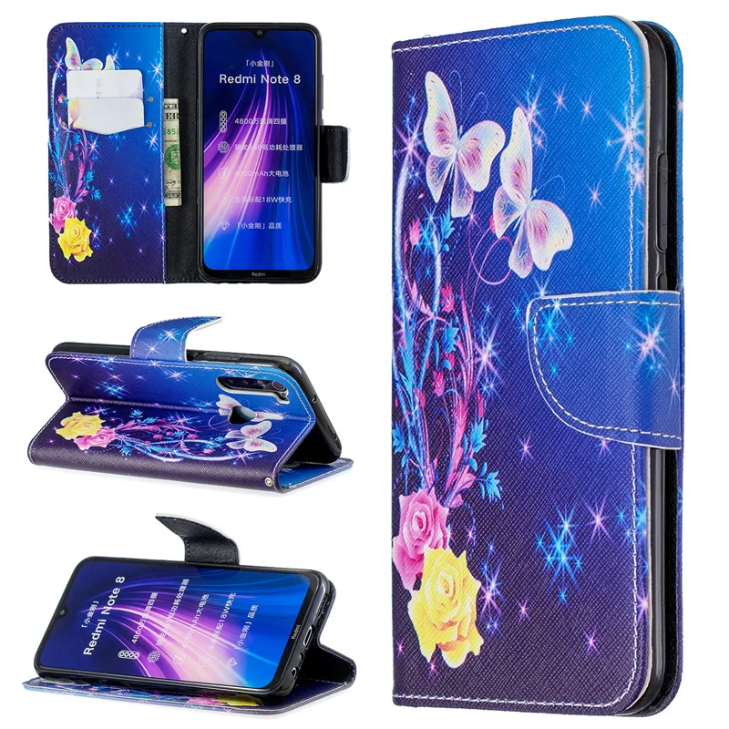 

Painted Mobile Flip Case For Xiaomi Redmi Note 8 CASES NOTE 8T Wallet Cover on sFor Xiomi redmi Note 8 PRO Case Leather Book